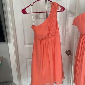 David’s Bridal Coral One Shoulder Dress